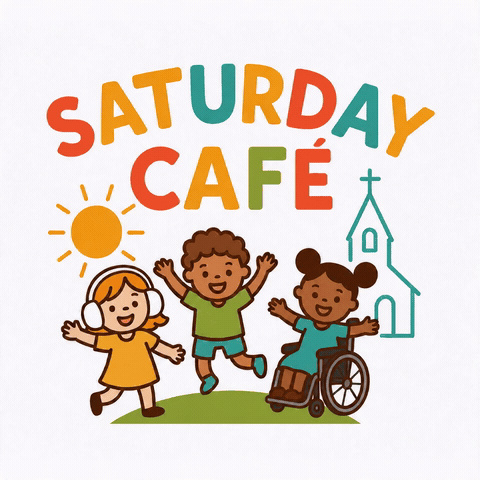 Three happy children jumping under the Saturday Cafe sun